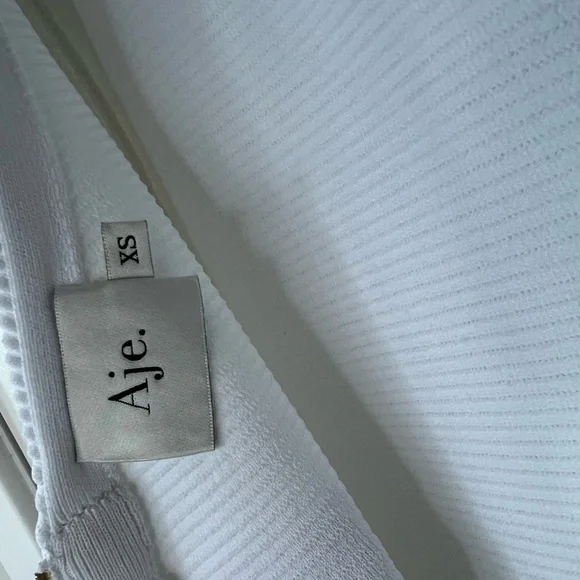 Aje Rushes Knit Midi Dress. Size XS. White - Picture 4 of 5